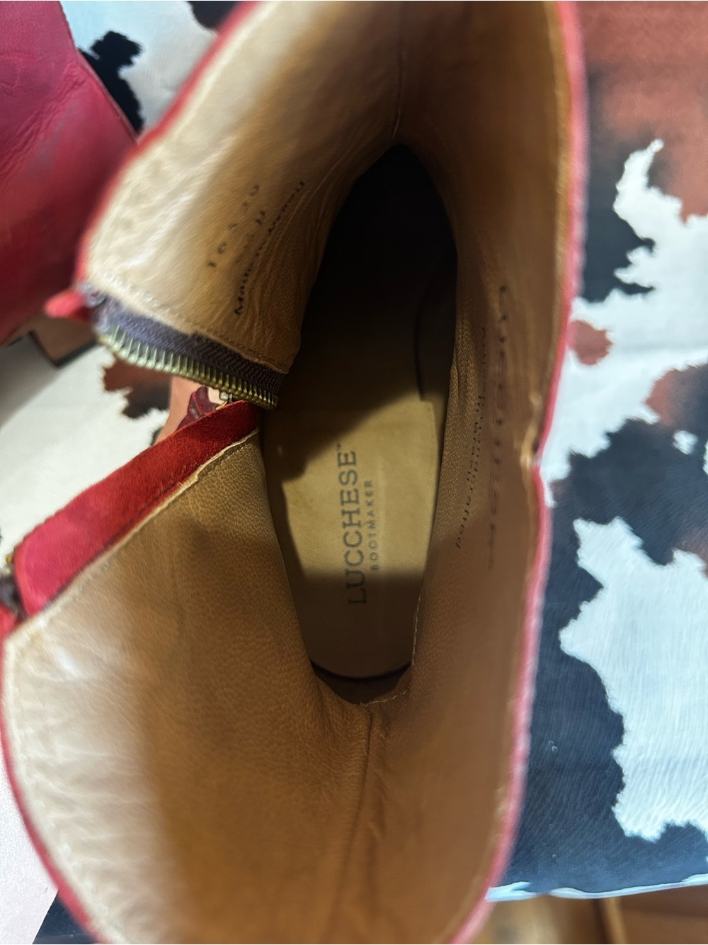 Lucchese Red Leather Cowboy Ankle Booties - Picture 7 of 7